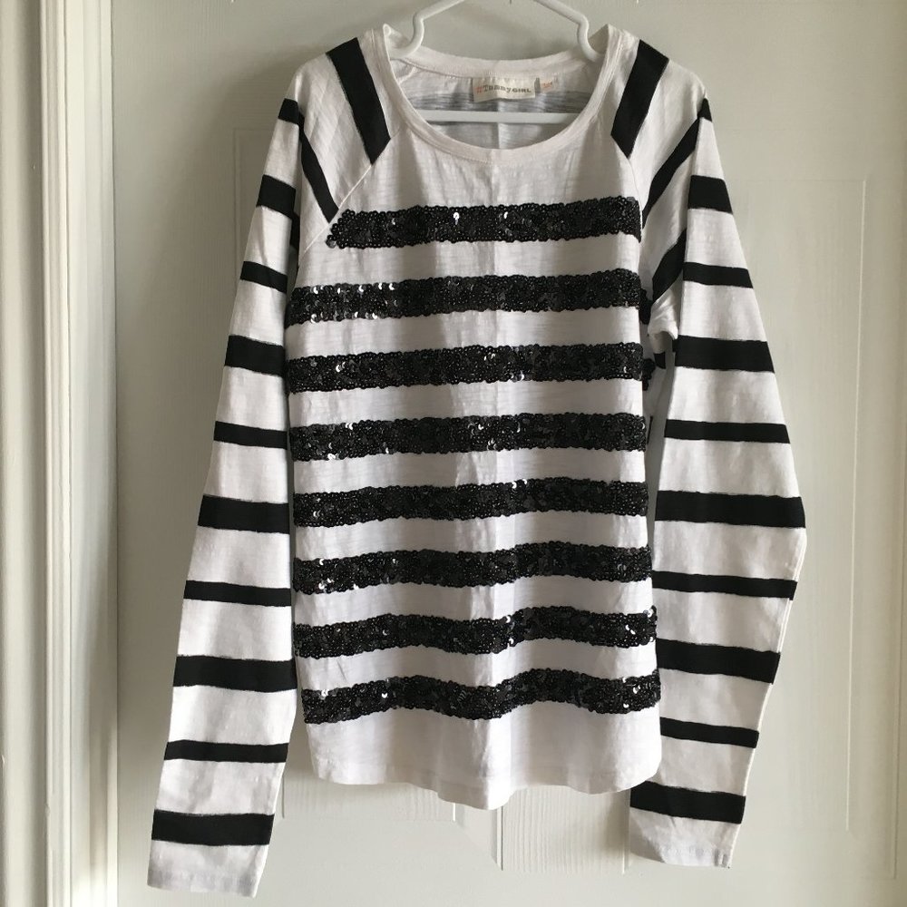 NWOT Black & White Striped Long Sleeve Tee